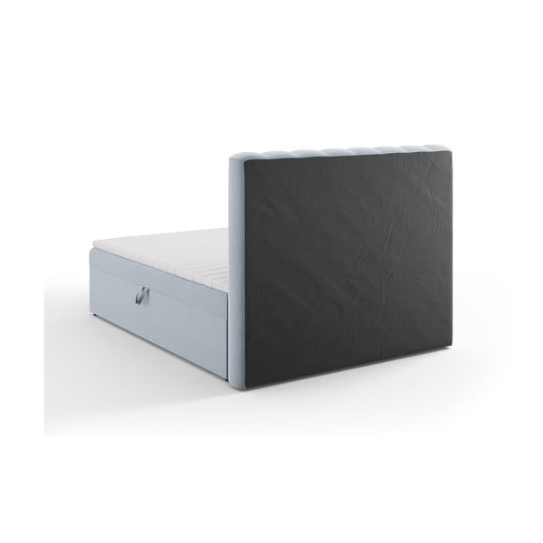 Светлосиньо боксспринг легло с място за съхранение 160x200 cm Gina - Milo Casa-image-4