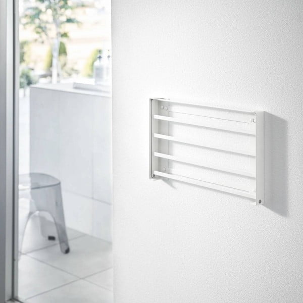 Стенен стоманен рафт за баня в матово бял цвят Tower – YAMAZAKI-image-3