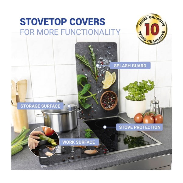 Комплект от 2 капака за печка от сиво стъкло Universal Herbs - Wenko-image-4