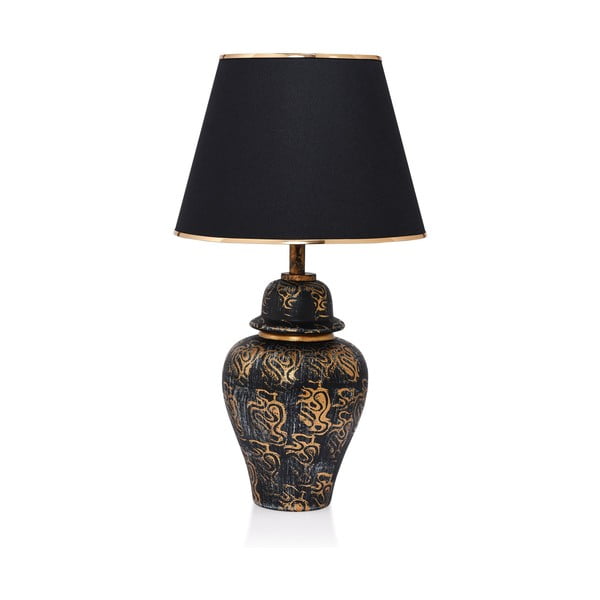 Черна настолна лампа с текстилен абажур (височина 54 cm) Derin – Opviq lights