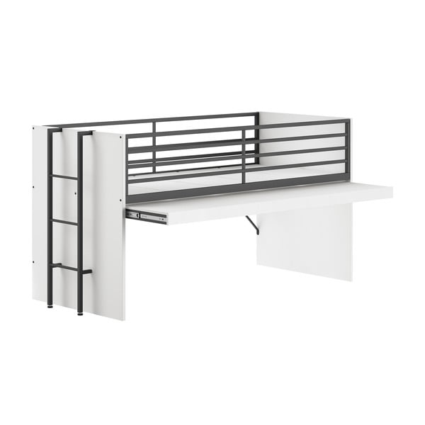 Бяло повдигнато детско легло с включена подматрачна рамка 90x200 cm Sam – Vipack