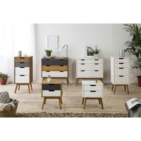 Бяла нощна масичка от масивна борова дървесина Baku - Marckeric-image-1