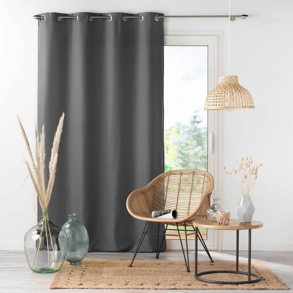 Антрацитно перде от микрофибър 140x280 cm Absolu – douceur d'intérieur-image-3