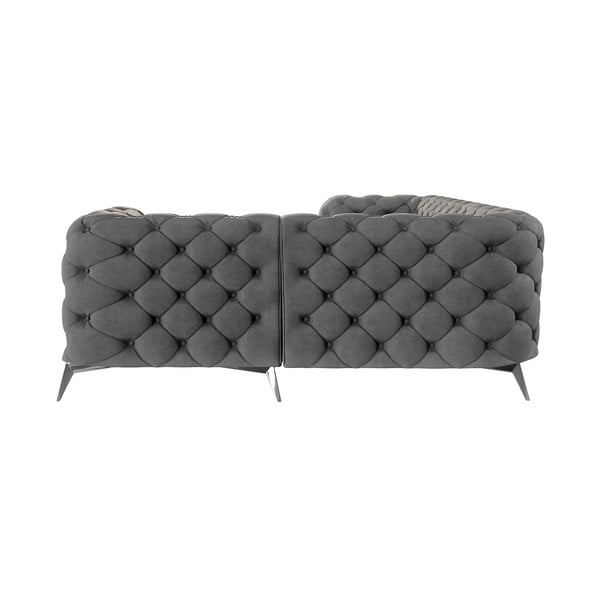 Сив кадифен ъглов диван (десен ъгъл/L форма) Chelsea – Ropez-image-2