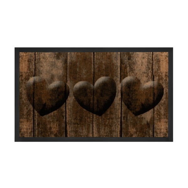 Изтривалка за врата "Кафяви сърца", 45 x 75 cm - Hanse Home