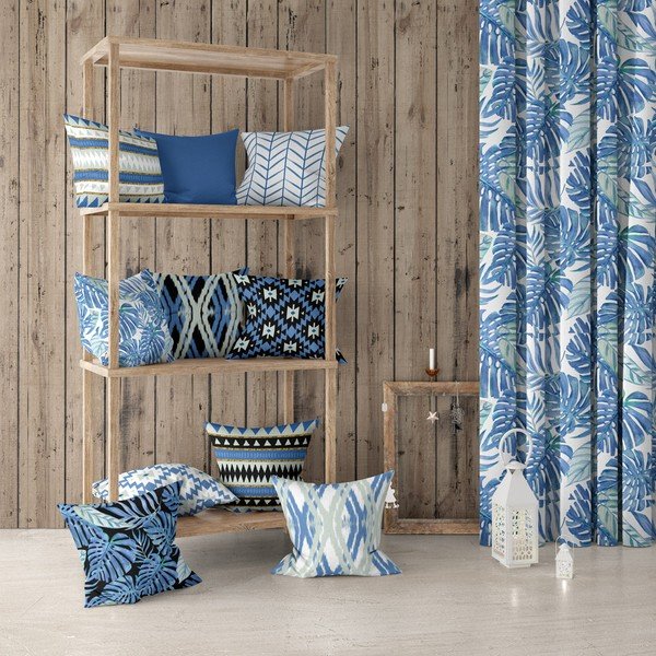 Синя и бяла калъфка за възглавница Санторини, 43 x 43 cm Honey - Mike & Co. NEW YORK-image-1