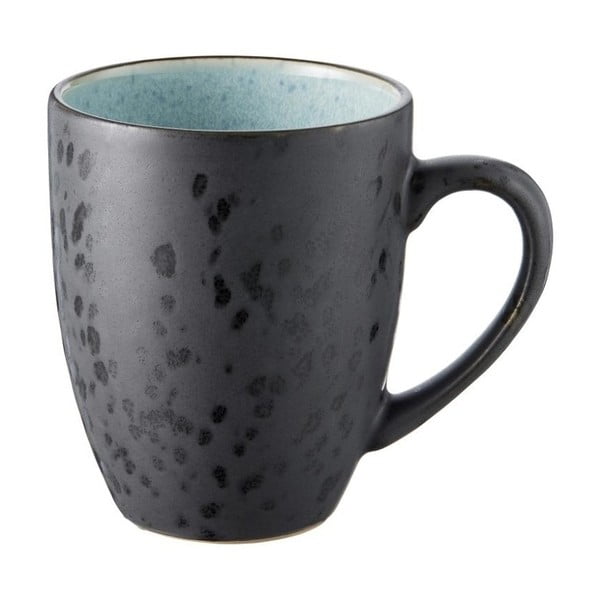 Черна каменна чаша с бледосиня вътрешна глазура Mensa, 300 ml - Bitz