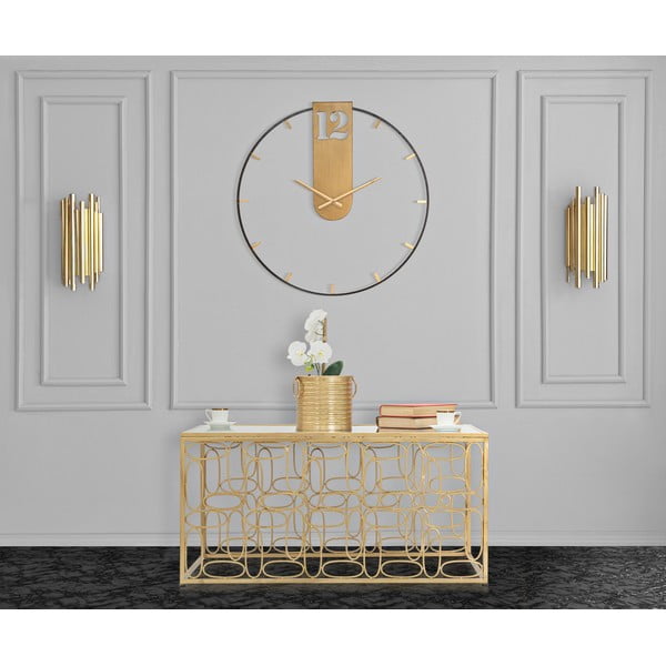 Черен стенен часовник със златни детайли Goldy, ø 60 cm - Mauro Ferretti-image-1
