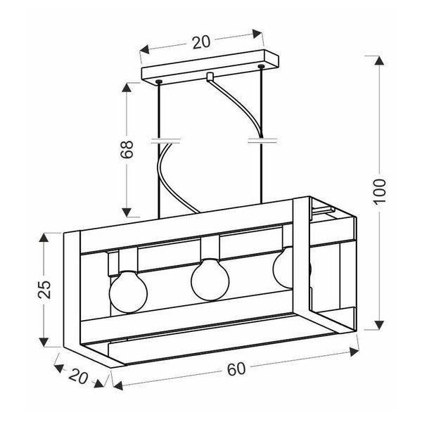Черна висяща лампа 20x60 cm Varna - Candellux Lighting-image-2