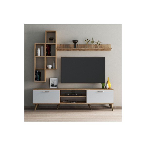 Шкаф за телевизор от бял/естествен бор 180x48 cm Veronica - Kalune Design-image-2