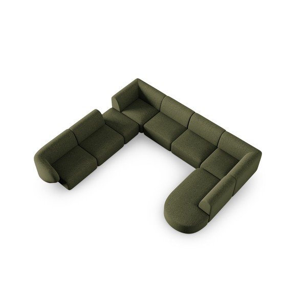 Зелен шенилов ъглов диван (ляв ъгъл/U форма) Paolo – Milo Casa-image-1