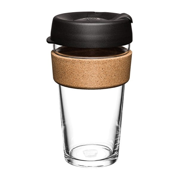 Черна/кафява чаша за път 454 ml Brew Cork Black L – KeepCup