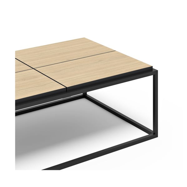 Масичка за кафе с дъбов плот в черен и естествен цвят 75x120 cm Douro - TemaHome-image-4