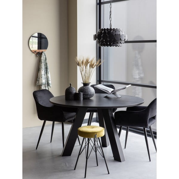 Черни тапицирани трапезни столове в комплект с подлакътници 2 бр. Jelle – WOOOD-image-1