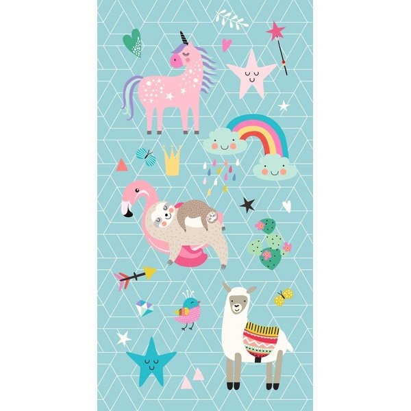 Синя детска кадифена плажна кърпа 75x150 cm Moody – Good Morning