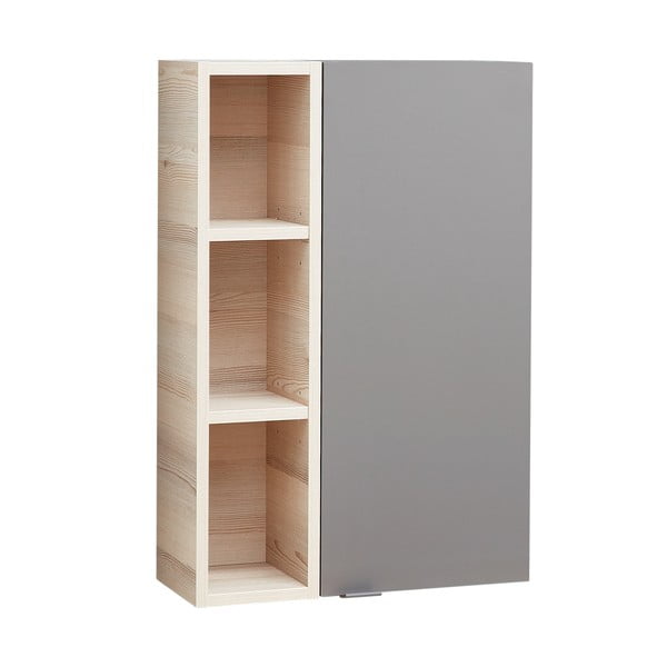 Стенен шкаф за баня от декор от бор в сив и естествен цвят 70x45 cm Quickset 394 – Pelipal