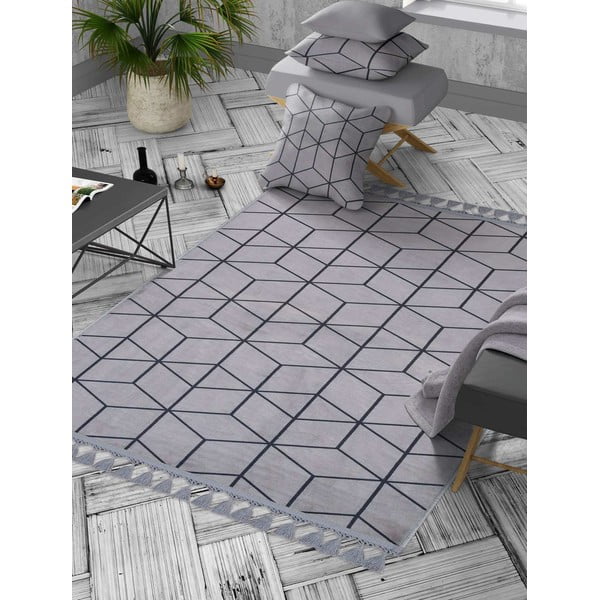 Сив миещ се килим 160x100 cm - Vitaus-image-1