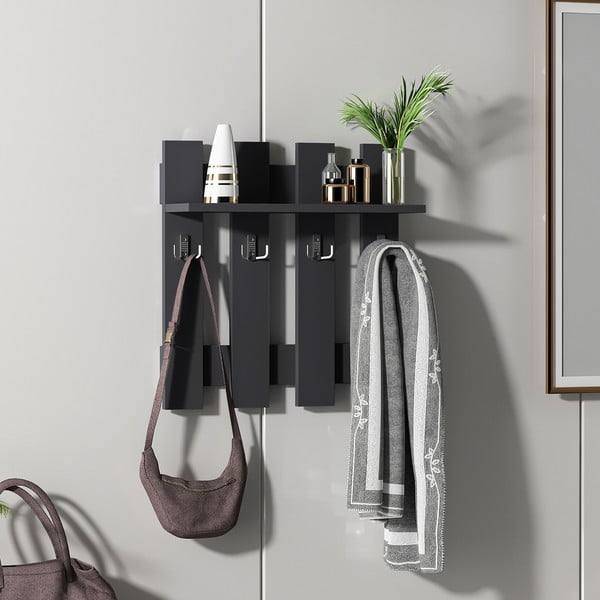 Черна стенна закачалка Utica - Kalune Design-image-4