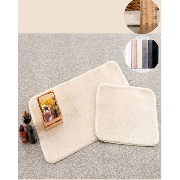Кремави килими за баня в комплект 2 бр. 50x90 cm Plush – Mila Home-image-2