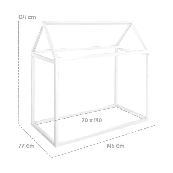 Бяло къща детско легло 70x140 cm от масивен бор с включен матрак/без ламелно дъно House Bed – Roba-image-4