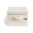 Бежова текстилна кутия за съхранение с капак 27x36x19 cm Soft Storage Small – Bigso
