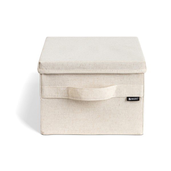 Бежова текстилна кутия за съхранение с капак 27x36x19 cm Soft Storage Small – Bigso