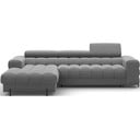 Кафяво-сив кадифен разтегателен ъглов диван с място за съхранение (ляв ъгъл) Felro – ELTAP