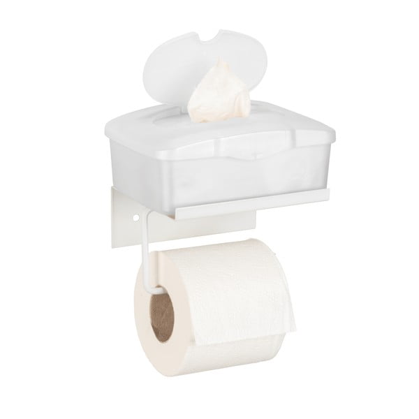 Бяла самоносеща метална поставка за тоалетна хартия с рафт Desulo - Wenko-image-3