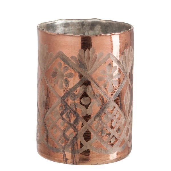 Стъклена ваза в меден цвят, височина 20 cm - J-Line