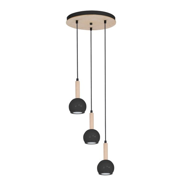 Черна висяща лампа с дървени детайли Bolle Tres Duro - Unknown