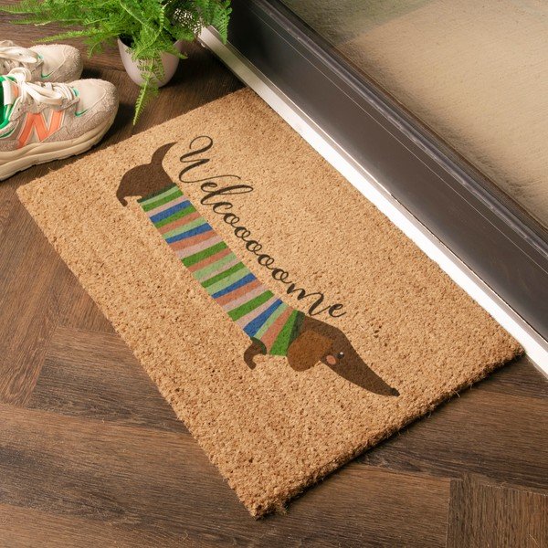 Изтривалка от кокосови влакна 40x60 cm Welcome Sausage Dog – Artsy Doormats-image-1