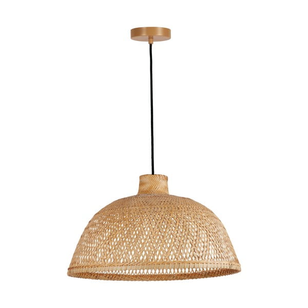Висяща лампа в черно-естествен цвят с бамбуков абажур ø 52 cm - SULION