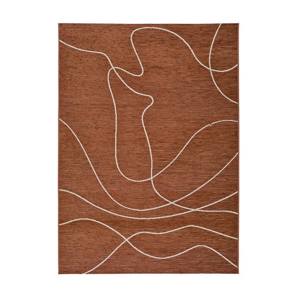 Тъмнооранжев килим за открито с памук Doodle, 154 x 230 cm - Universal