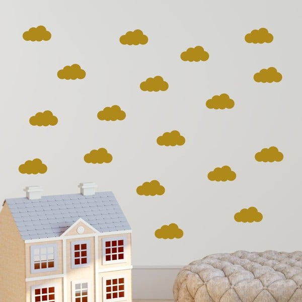 Комплект жълти стикери за стена Cloudy - North Carolina Scandinavian Home Decors