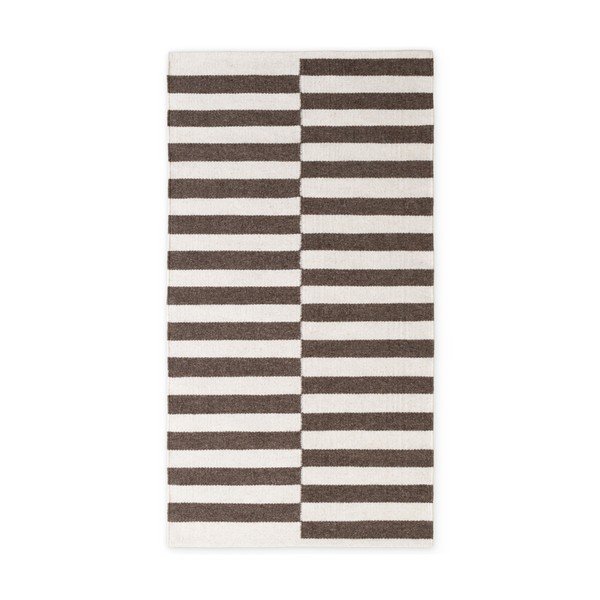 Бял/кафяв двустранен/ръчно изработен вълнен килим 80x150 cm Vika – Hanse Home