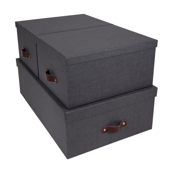 Комплект от 3 черни кутии за съхранение Inge - Bigso Box of Sweden