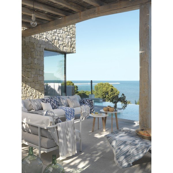 Тъмносиньо одеяло със смес от памук 140x180 cm Mallorca – Euromant-image-1