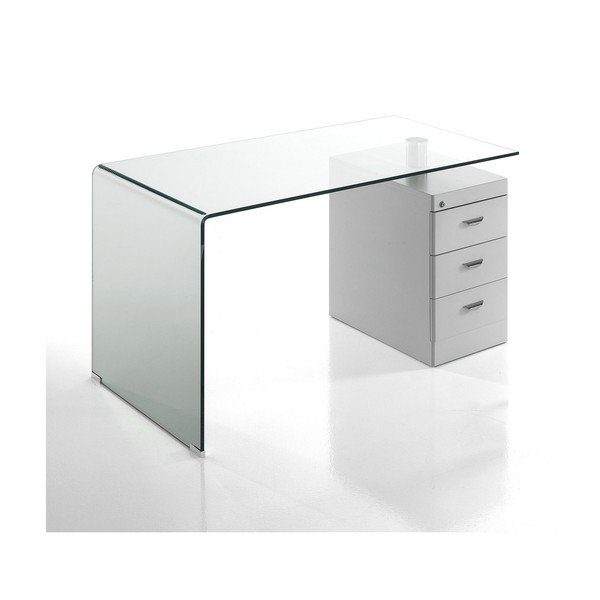 Работна маса със стъклен плот 65x125 cm Bow - Tomasucci-image-3