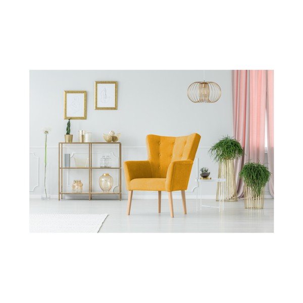 Žluté křeslo s područkami Micadoni Home Lamarta-image-2