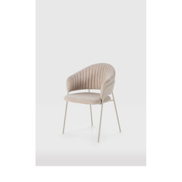 Бежови тапицирани трапезни столове в комплект с подлакътници 2 бр. Leticia – Marckeric-image-1