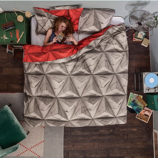 Červeno-hnědé povlečení Snurk Monogami, 140 x 200 cm-image-2