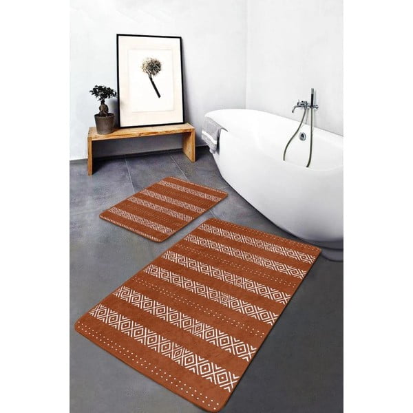 Кафяви кадифени килими за баня в комплект от 2 бр. 60x100 cm – Mila Home-image-3