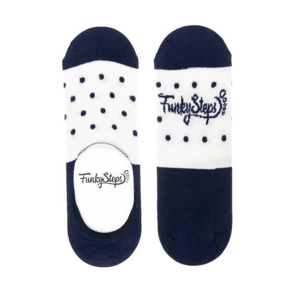 Сини и бели ниски чорапи Dots, размер 39 - 45 - Funky Steps