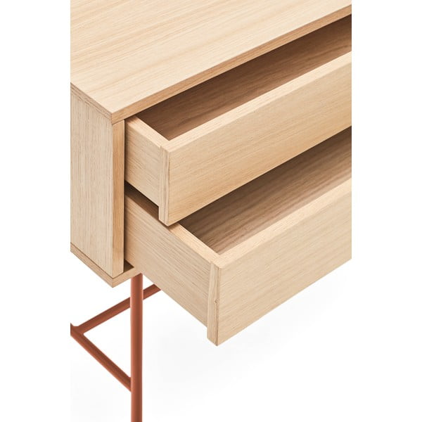 Конзолна маса в тухленочервено с дъбов фурнир Yoko - Teulat-image-3