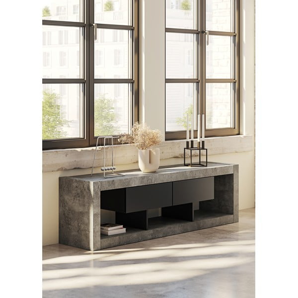 Сиво-черна маса за телевизор от бетон 175x52 cm Nara - TemaHome-image-4