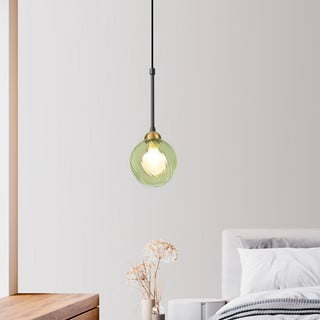 Зелено висящо осветително тяло със стъклен абажур ø 12 cm Twister – Squid Lighting