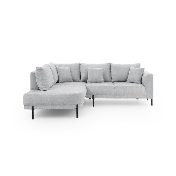 Светлосив шенилов ъглов диван (ляв ъгъл/L форма) Mauris  – Ropez
