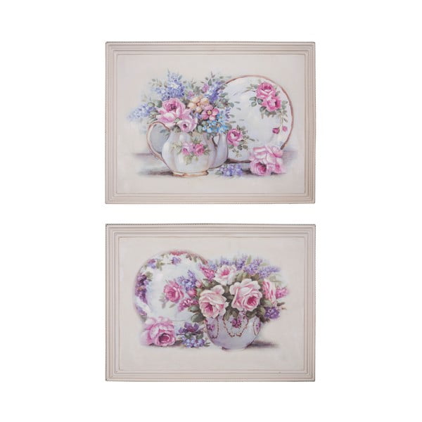 Комплект от 2 картини за стена Fleurs, 46 x 26 cm - Antic Line