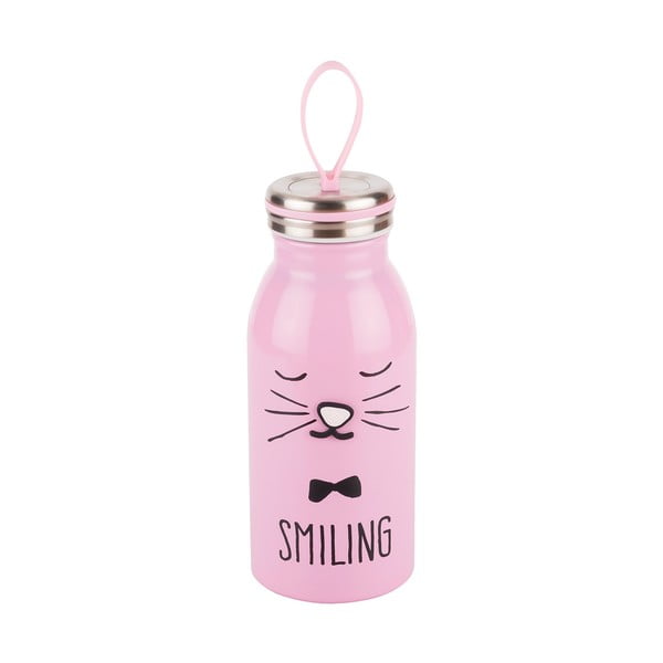 Светлорозова термобутилка от неръждаема стомана Designed Cat, 350 ml - Tantitoni