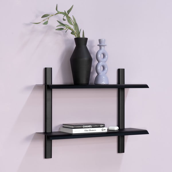 Черен на няколко нива метален стенен рафт 60 cm Hola – Spinder Design-image-1